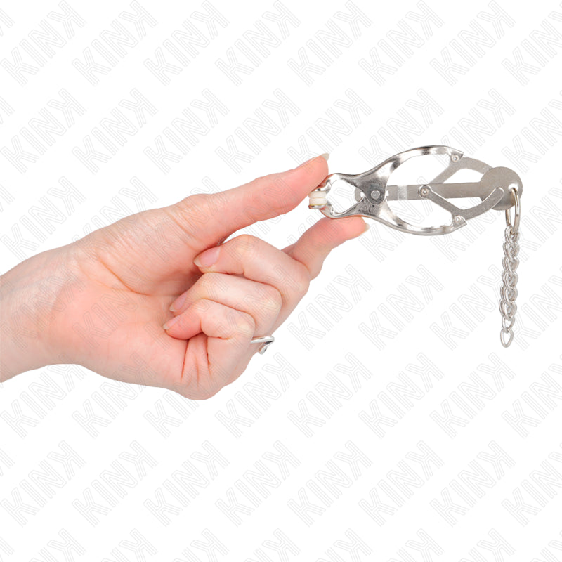 KINK JAPANESE CLOVER NIPPLE CLAMPS WITH LITTLE CHAINS SILVER