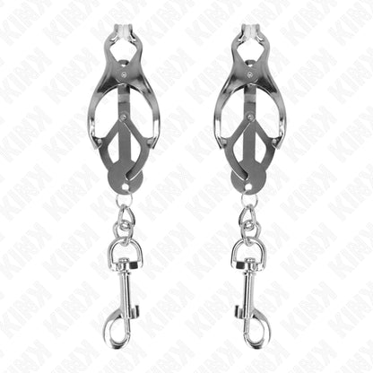 KINK JAPANESE CLOVER NIPPLE CLAMPS WITH HOOKS SILVER