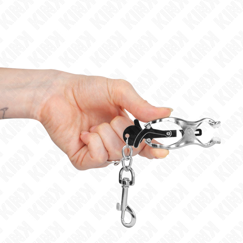 KINK JAPANESE CLOVER NIPPLE CLAMPS WITH HOOKS SILVER