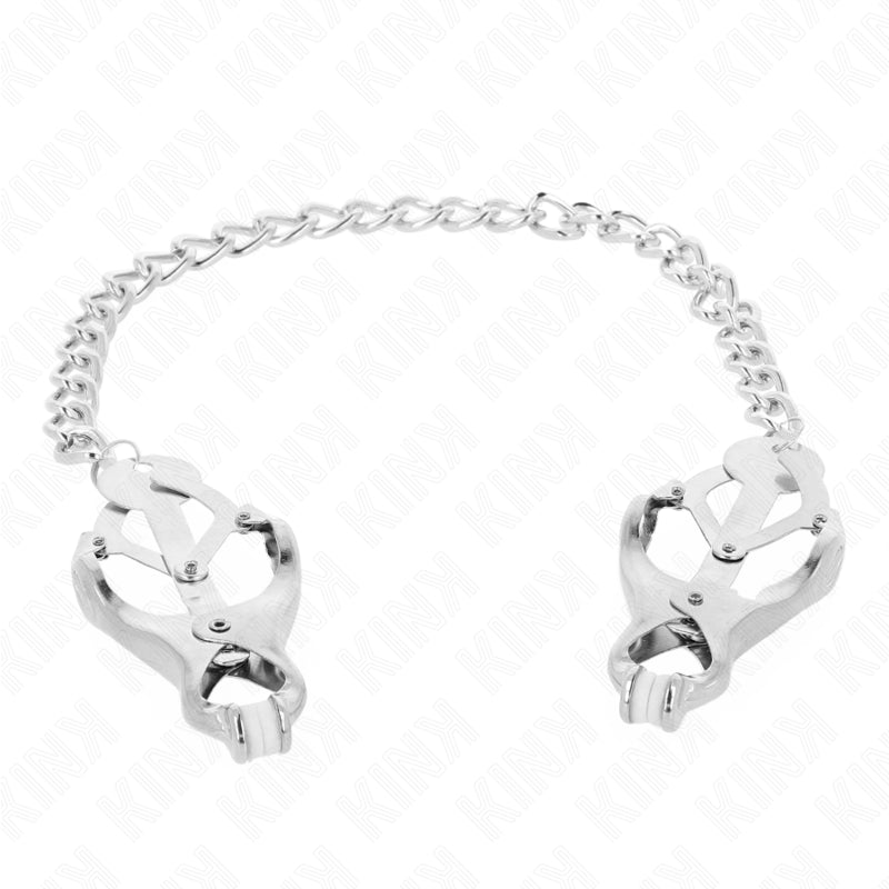 KINK JAPANESE CLOVER NIPPLE CLAMPS WITH CHAIN SILVER 30 CM