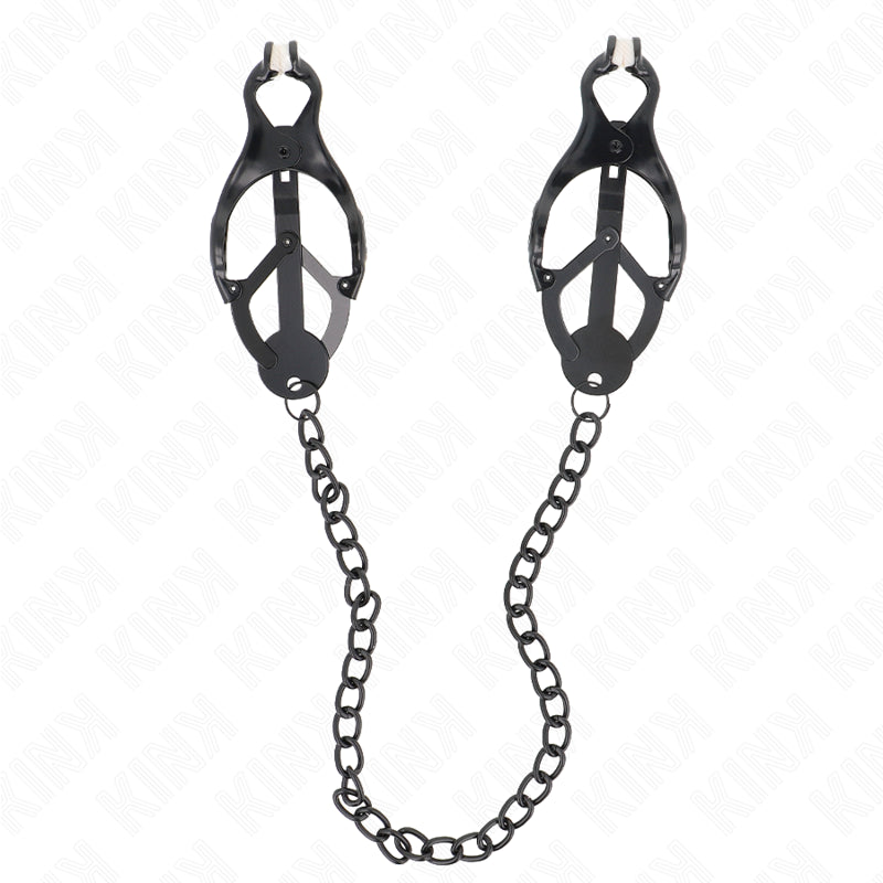 KINK JAPANESE CLOVER NIPPLE CLAMPS WITH CHAIN BLACK 30 CM