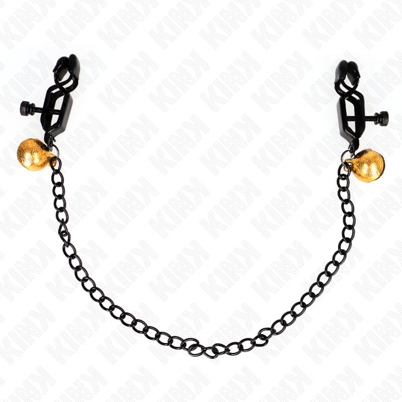 KINK FLAT CHAIN NIPPLE CLAMPS AND BELL SILVER 30 CM