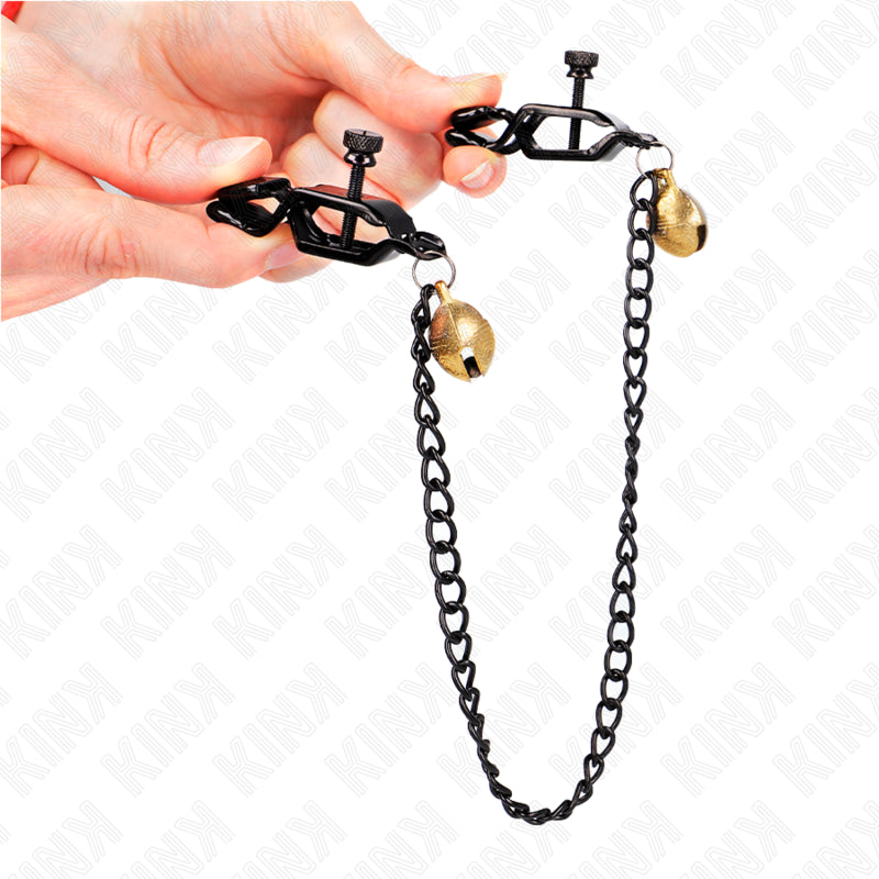 KINK FLAT CHAIN NIPPLE CLAMPS AND BELL SILVER 30 CM