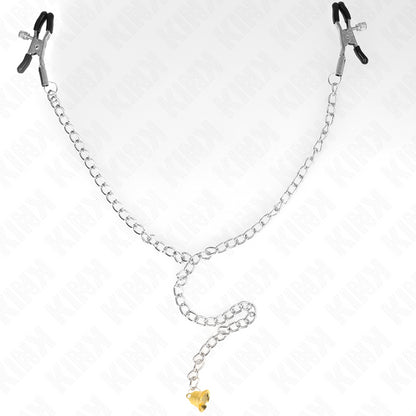 KINK CHAIN NIPPLE CLAMPS WITH HORN PENDANT 30 CM