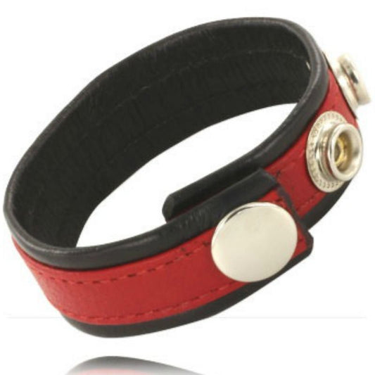 LEATHER BODY ADJUSTABLE LEATHER STRAP FOR PENIS RED BLACK