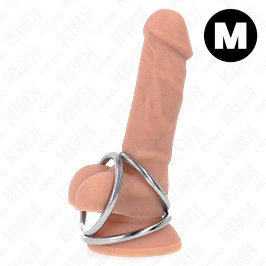 KINK TRIPLE CHROME METAL PENIS RING 38 CM TO 5 CM MODEL 2