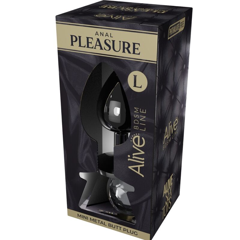 ALIVE ANAL PLEASURE MINI PLUG METAL BLACK SIZE L