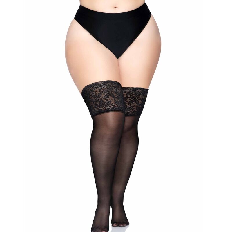 LEG AVENUE STAY UPS SHEER THIGH HIGH PLUS SIZE