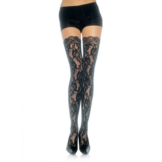 LEG AVENUE FLORAL LACE STOCKINGS