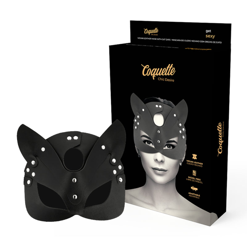 COQUETTE CHIC DESIRE VEGAN LEATHER MASK WITH BUNNY EARS