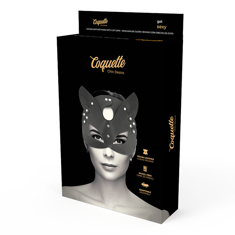 COQUETTE CHIC DESIRE VEGAN LEATHER MASK WITH BUNNY EARS