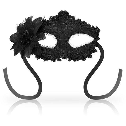 OHMAMA ANTIZAZ MASKS VENETIAN STYLE SIDE FLOWER BLACK