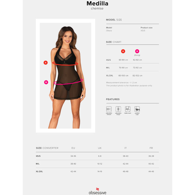 OBSESSIVE MEDILLA CHEMISE THONG XL XXL