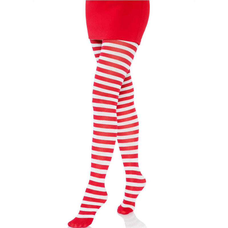 LEG AVENUE WHITE RED STRIPED TIGHTS