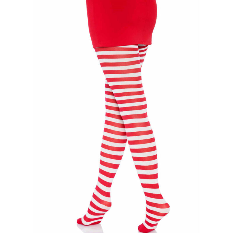 LEG AVENUE WHITE RED STRIPED TIGHTS