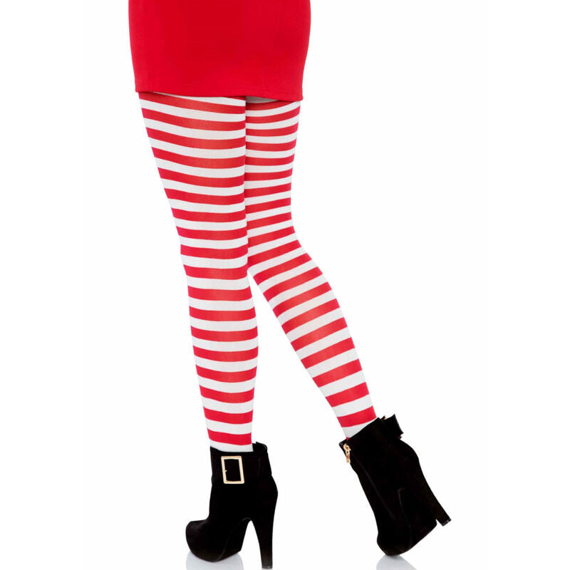 LEG AVENUE WHITE RED STRIPED TIGHTS