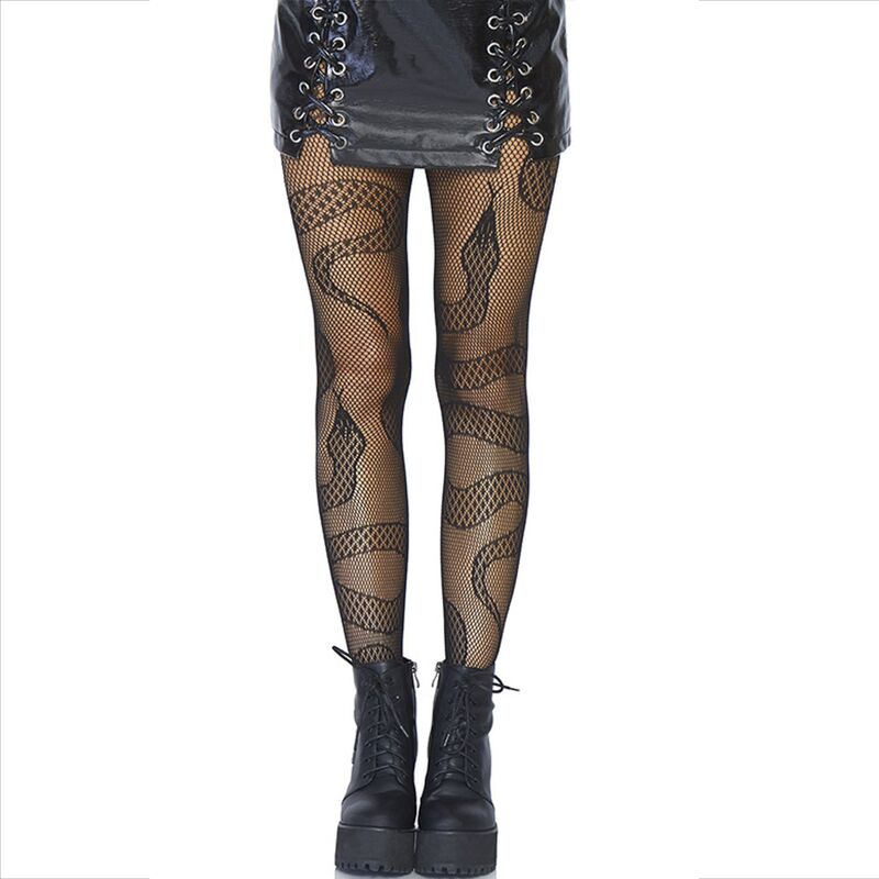 LEG AVENUE STOCKINGS NET SNAKES BLACK