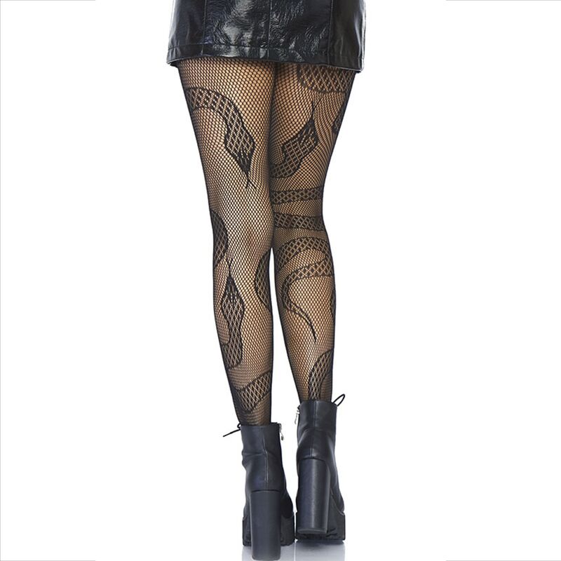 LEG AVENUE STOCKINGS NET SNAKES BLACK