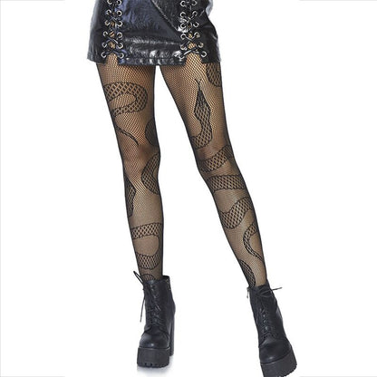 LEG AVENUE STOCKINGS NET SNAKES BLACK