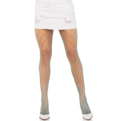 LEG AVENUE DIAMOND FISHNNET PANTYHOSE BLUE