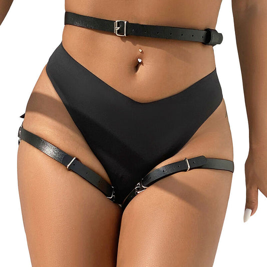 SUBBLIME LEATHER WAIST AND LEG HARNESS BLACK ONE SIZE