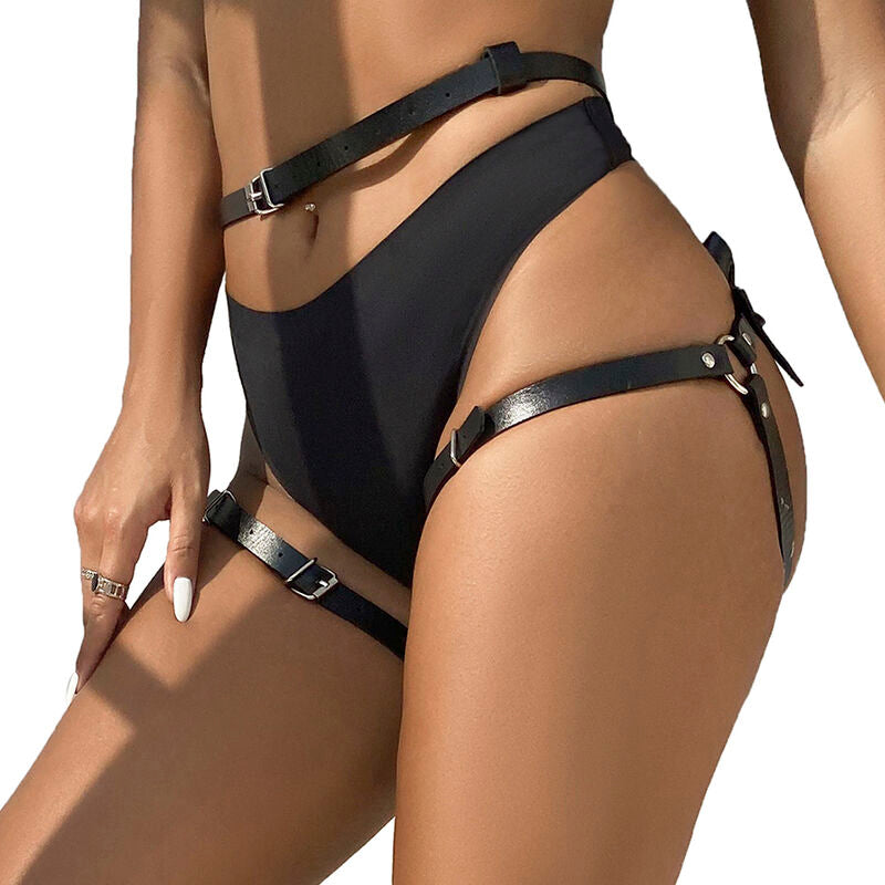 SUBBLIME LEATHER WAIST AND LEG HARNESS BLACK ONE SIZE