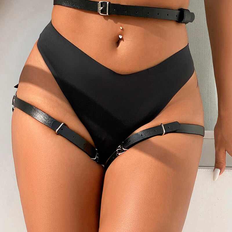 SUBBLIME LEATHER WAIST AND LEG HARNESS BLACK ONE SIZE