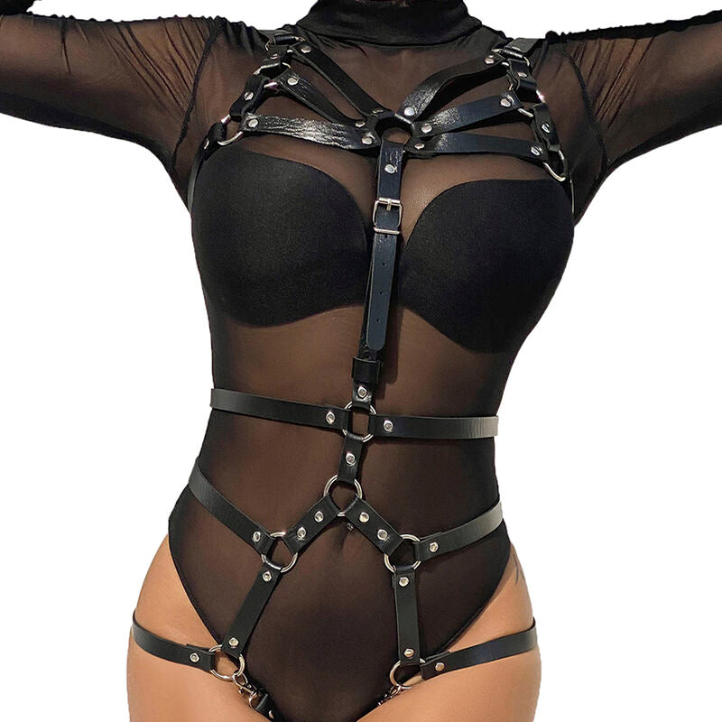 SUBBLIME BODY HARNESS ADJUSTABLE STRAPS LEATHER BLACK ONE SIZE