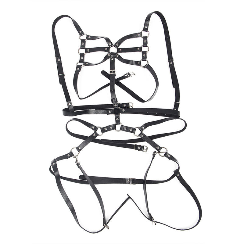 SUBBLIME BODY HARNESS ADJUSTABLE STRAPS LEATHER BLACK ONE SIZE