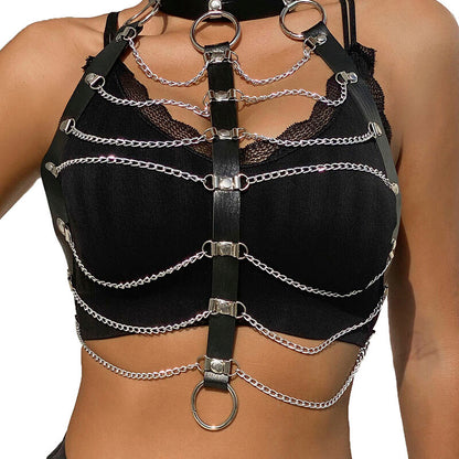 SUBBLIME CHEST HARNESS LEATHER CHAINS BLACK ONE SIZE