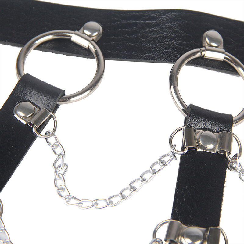 SUBBLIME CHEST HARNESS LEATHER CHAINS BLACK ONE SIZE