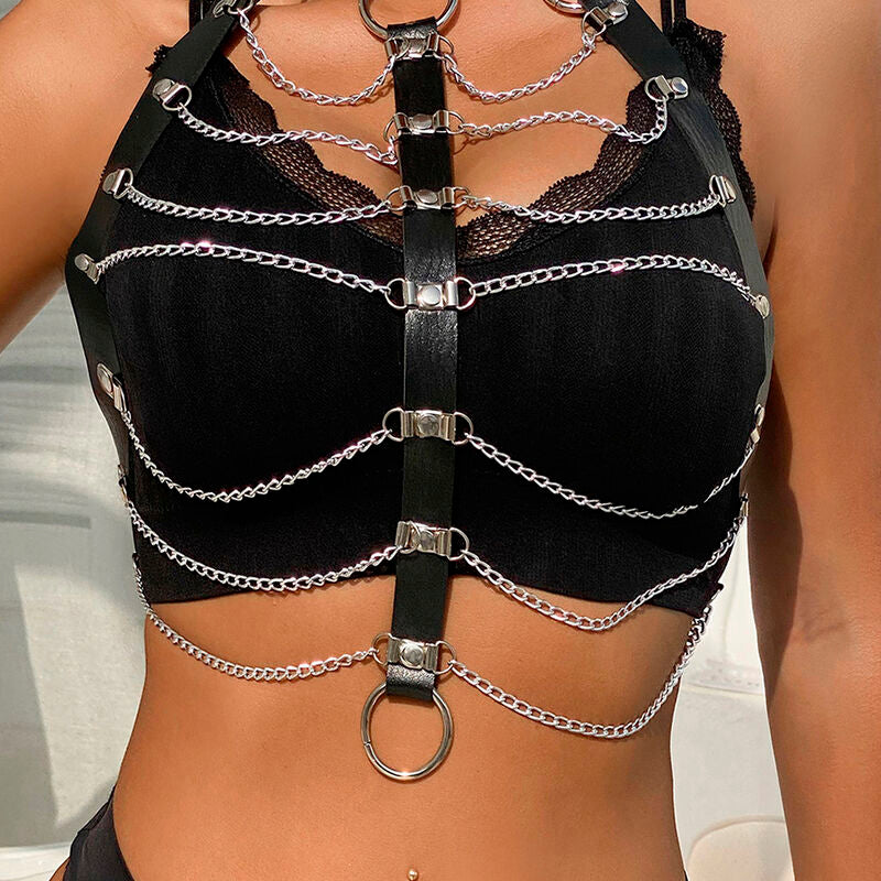 SUBBLIME CHEST HARNESS LEATHER CHAINS BLACK ONE SIZE