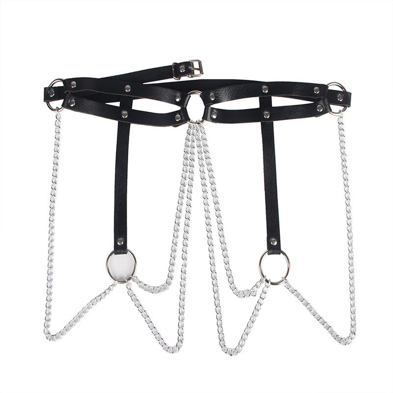 SUBBLIME LEATHER RING CHAINBELT BLACK ONE SIZE