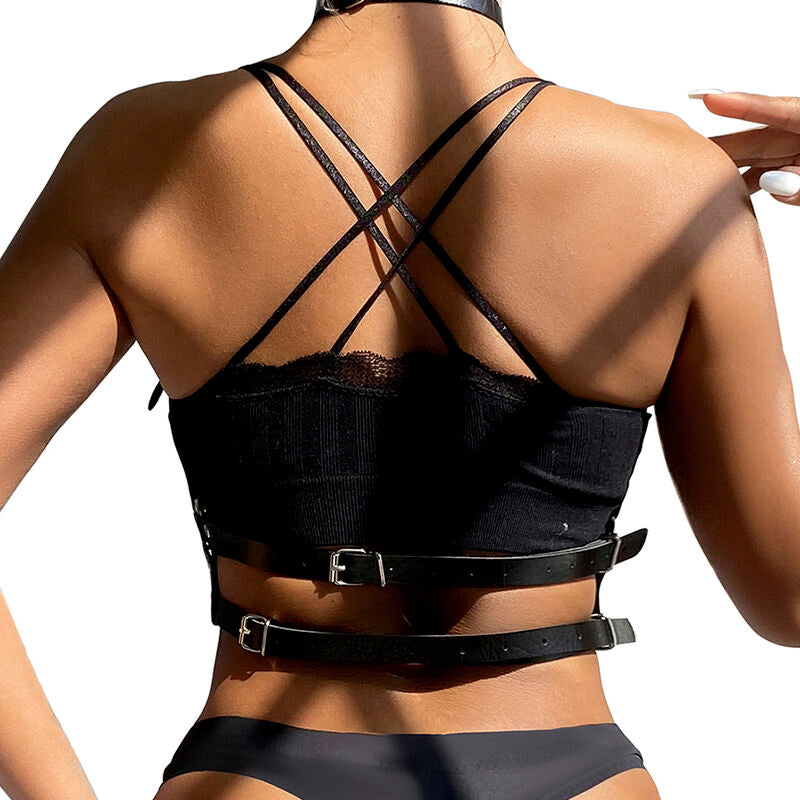 SUBBLIME LEATHER RING CHEST HARNESS BLACK ONE SIZE