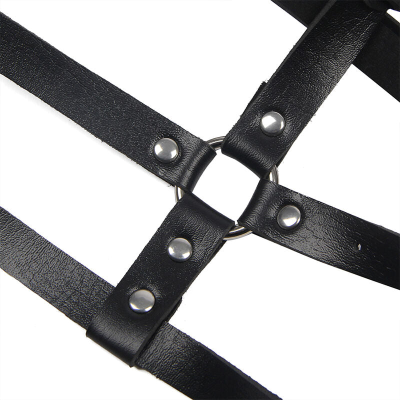 SUBBLIME LEATHER RING CHEST HARNESS BLACK ONE SIZE