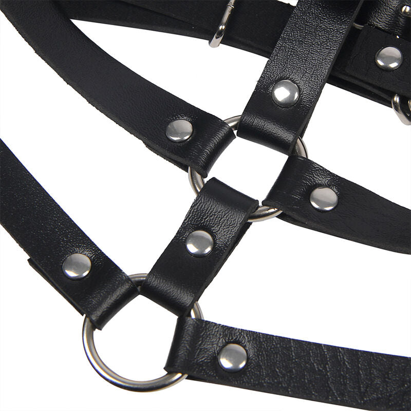 SUBBLIME LEATHER RING CHEST HARNESS BLACK ONE SIZE