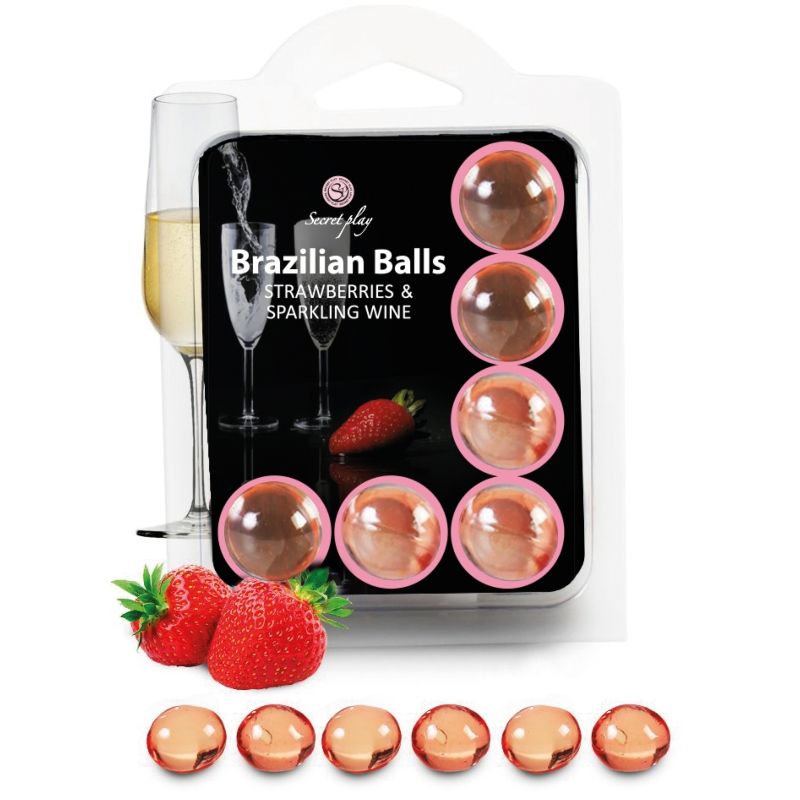 SECRETPLAY SET 6 BRAZILIANS BALLS STRAWBERRIES WITH CAVA