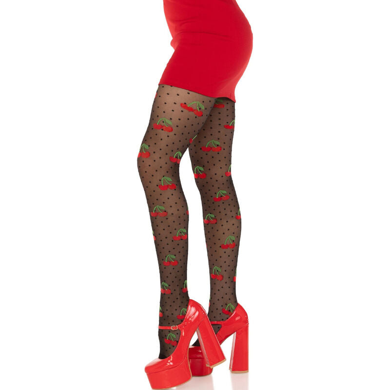 LEG AVENUE BLACK CHERRY MOLES STOCKINGS