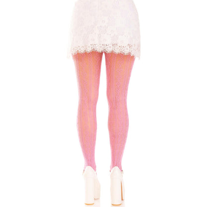 LEG AVENUE STOCKINGS WITH OPENINGS HEART BOWS PINK