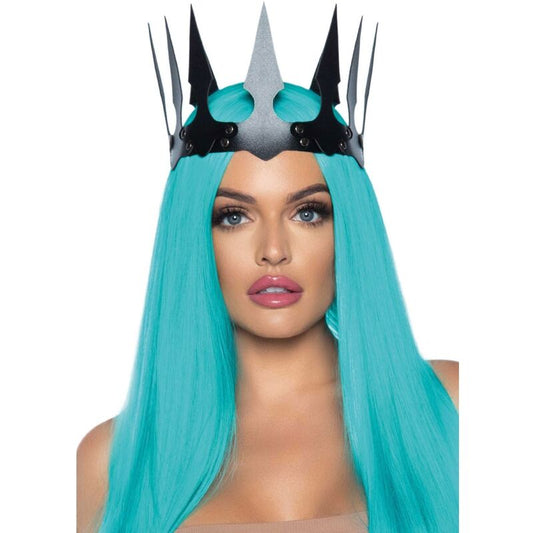 LEG AVENUE SYNTHETIC LEATHER MALEFICENT CROWN WITH STUDS BLACK