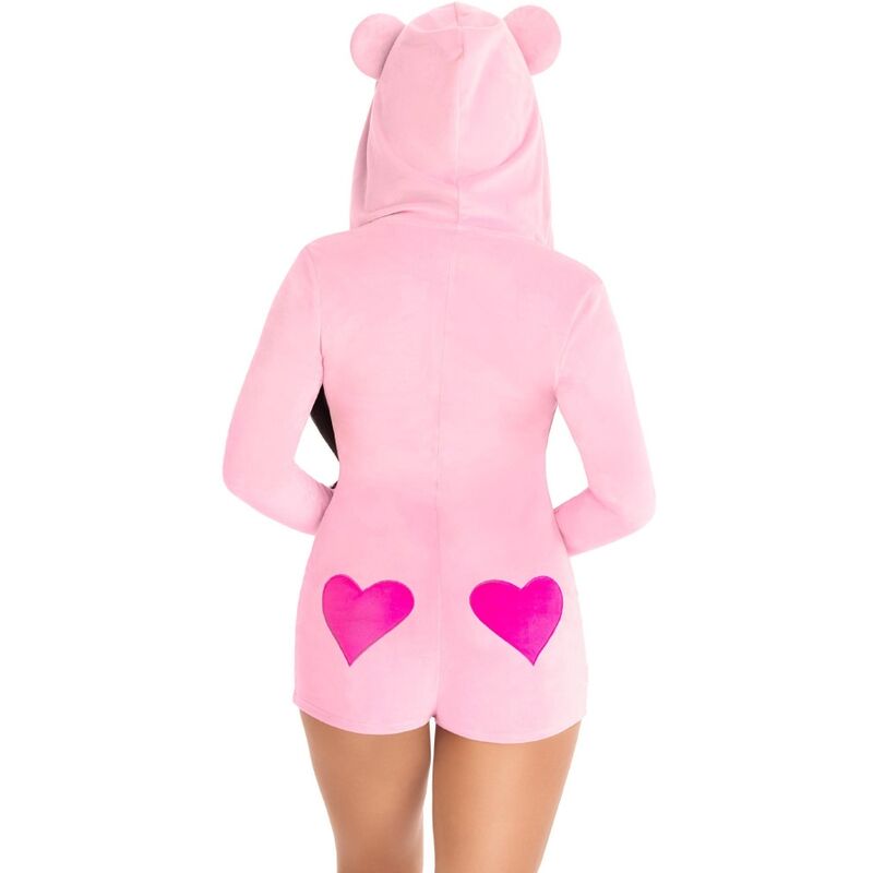 LEG AVENUE TEDDY BEAR VELVET BODYSUIT PINK S