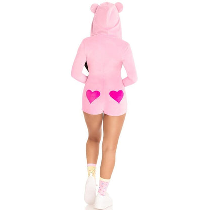 LEG AVENUE TEDDY BEAR VELVET BODYSUIT PINK S