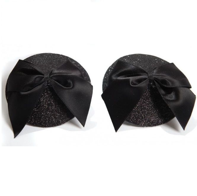 BIJOUX BURLESQUE SHINY NIPPLE COVERS WITH BOW