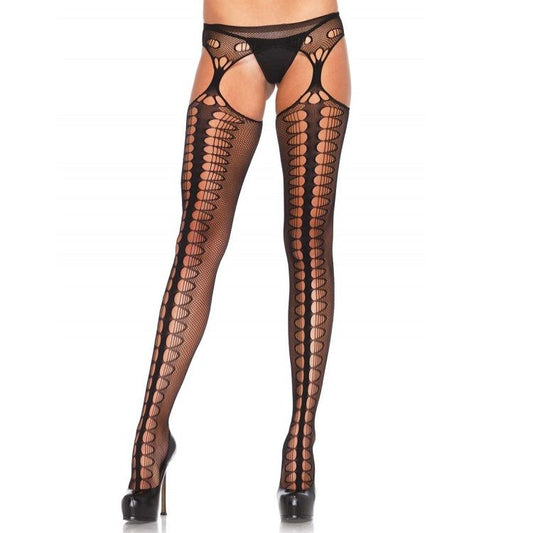 LEG AVENUE TIGHTS WITH GARTER EXCLUSIVE BLACK