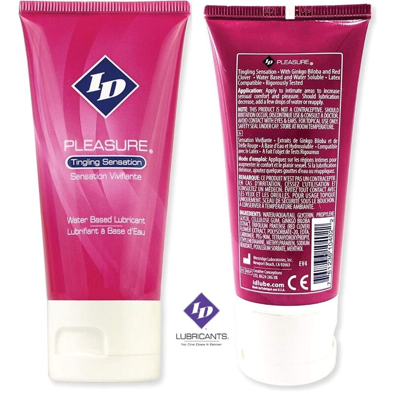 ID PLEASURE WATER BASED LUBRICANT TINGING SENSATION TRAVEL TUBE 60 ML