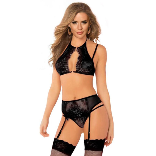 QUEEN LINGERIE BRA GARTER AND THONG SET SIZE L XL