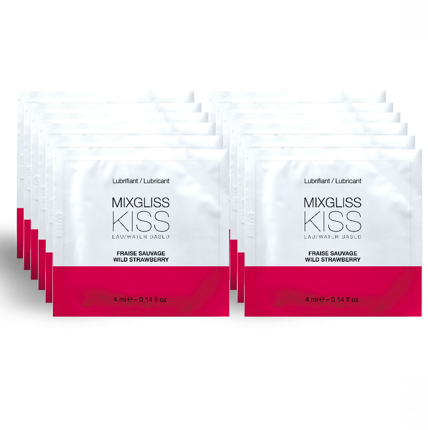 MIXGLISS WATER BASED LUBRICANT STRAWBERRY FLAVOR 12 SINGLE DOSE 4 ML