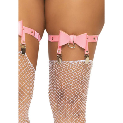 LEG AVENUE VEGAN LEATHER TIGH HIGH GARTER ONE SIZE PINK