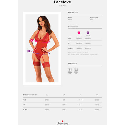 OBSESSIVE LACELOVE CORSET RED XS S