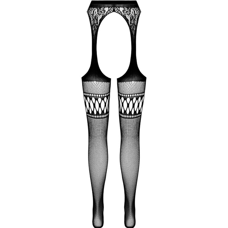 PASSION S026 BLACK TIGHTS WITH GARTER ONE SIZE